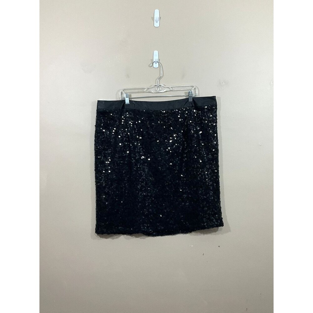 Lane Bryant Womens Sequined Pencil Skirt 22W Black Party Glam Whimsigoth NYE